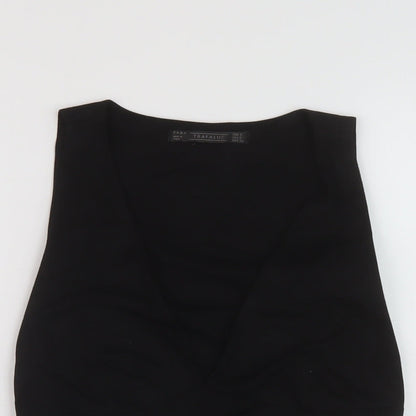 Zra Womens Black Polyester Basic Tank Size S Round Neck
