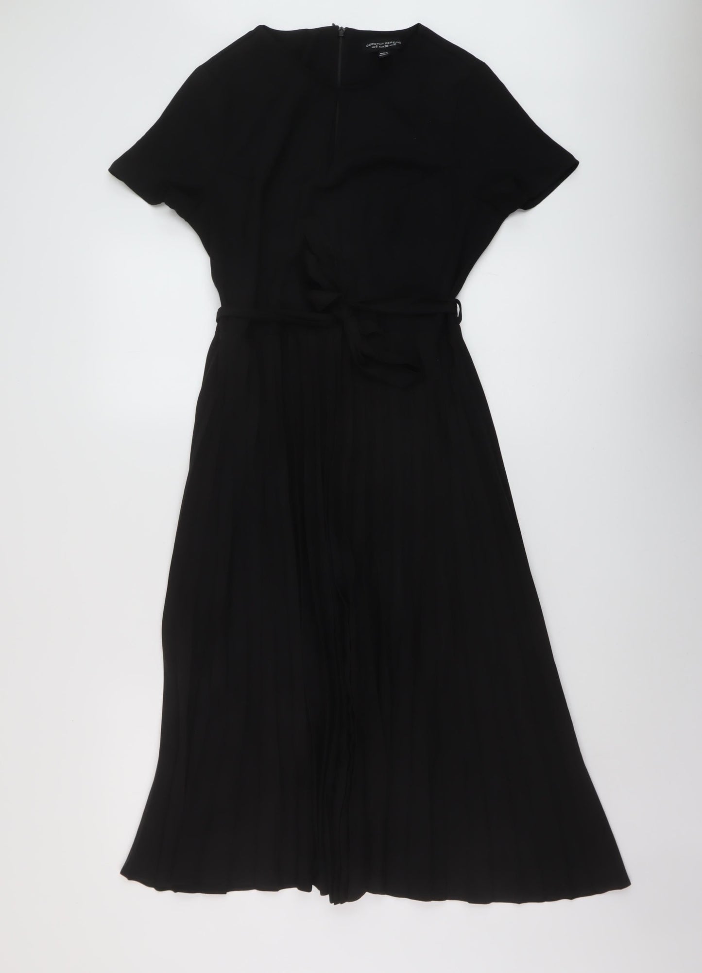 Dorothy Perkins Womens Black Polyester A-Line Size 10 Round Neck Zip
