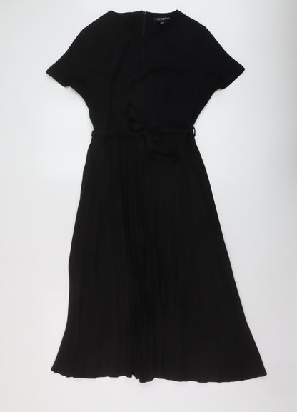 Dorothy Perkins Womens Black Polyester A-Line Size 10 Round Neck Zip