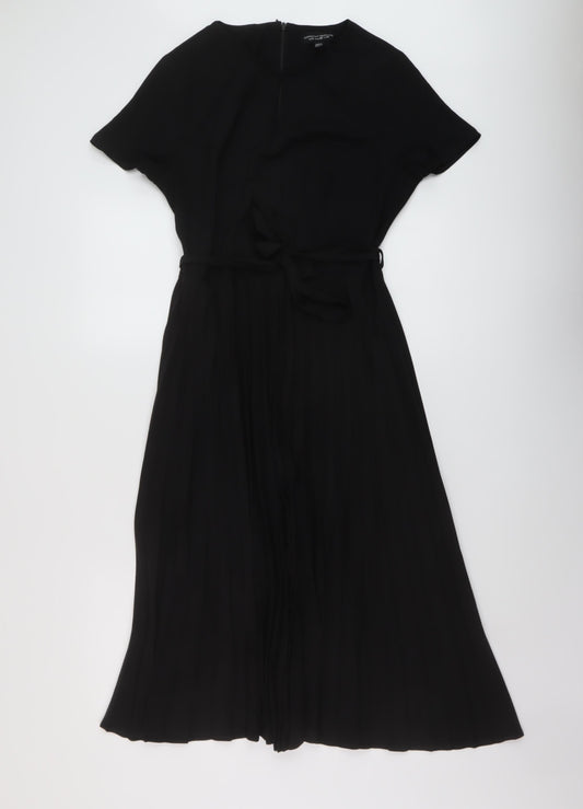Dorothy Perkins Womens Black Polyester A-Line Size 10 Round Neck Zip