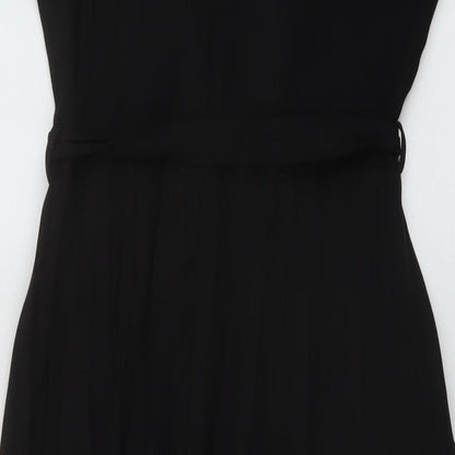 Dorothy Perkins Womens Black Polyester A-Line Size 10 Round Neck Zip