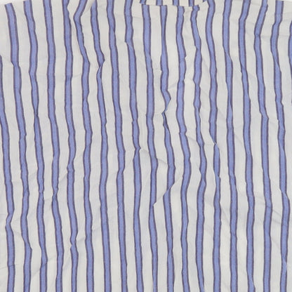 H&M Womens Blue Striped Viscose Basic Blouse Size L V-Neck