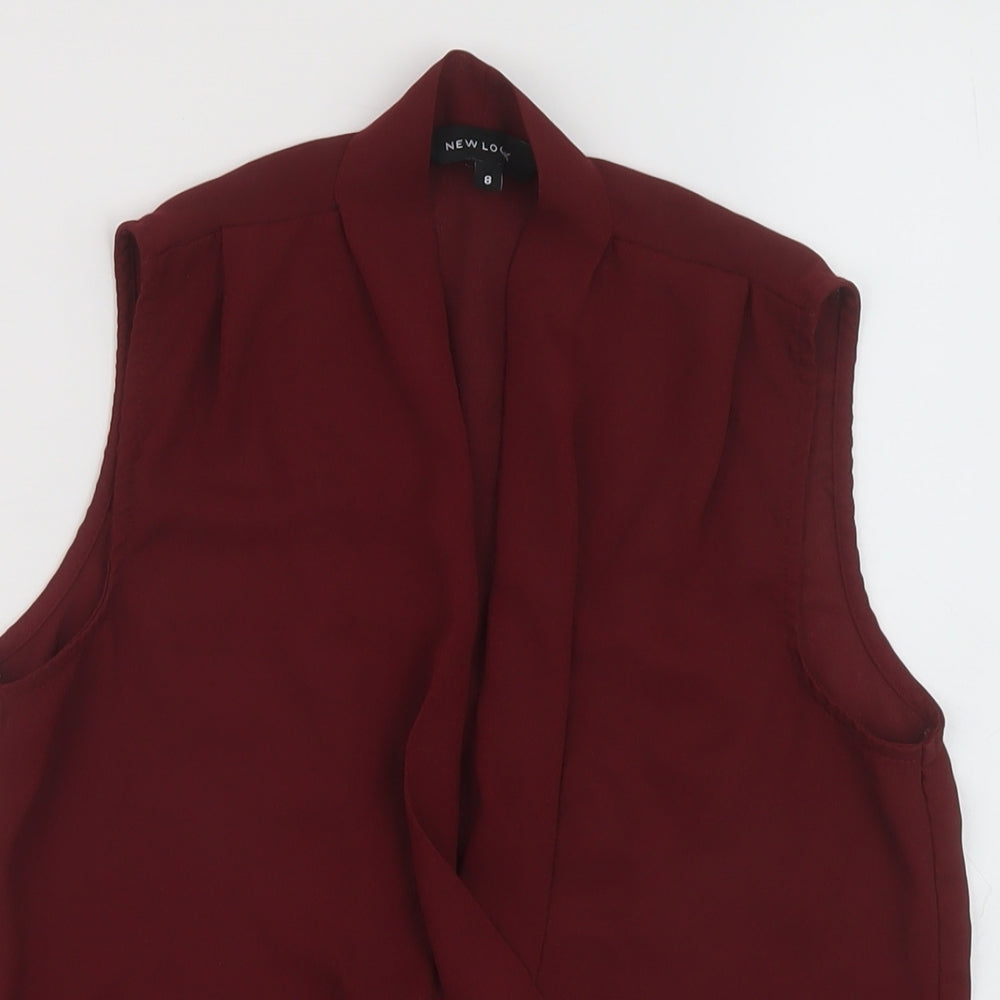 Womens UK Size 8 New Look Red Basic T-Shirt
