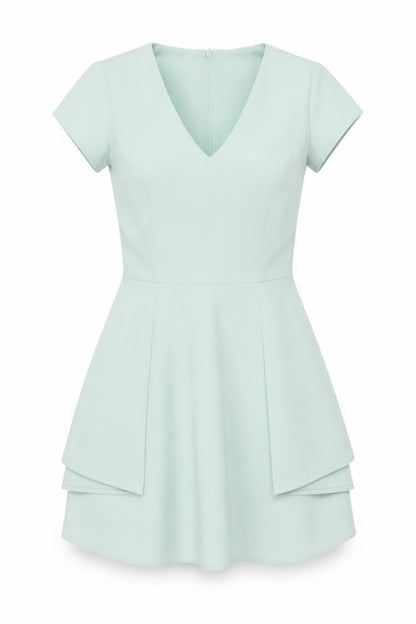 Topshop Womens Green Polyester Mini Size 10 V-Neck Zip