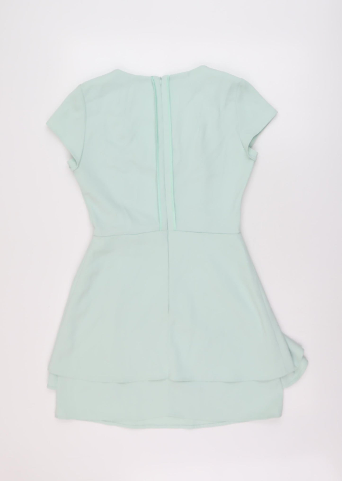 Topshop Womens Green Polyester Mini Size 10 V-Neck Zip
