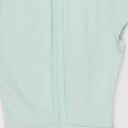 Topshop Womens Green Polyester Mini Size 10 V-Neck Zip