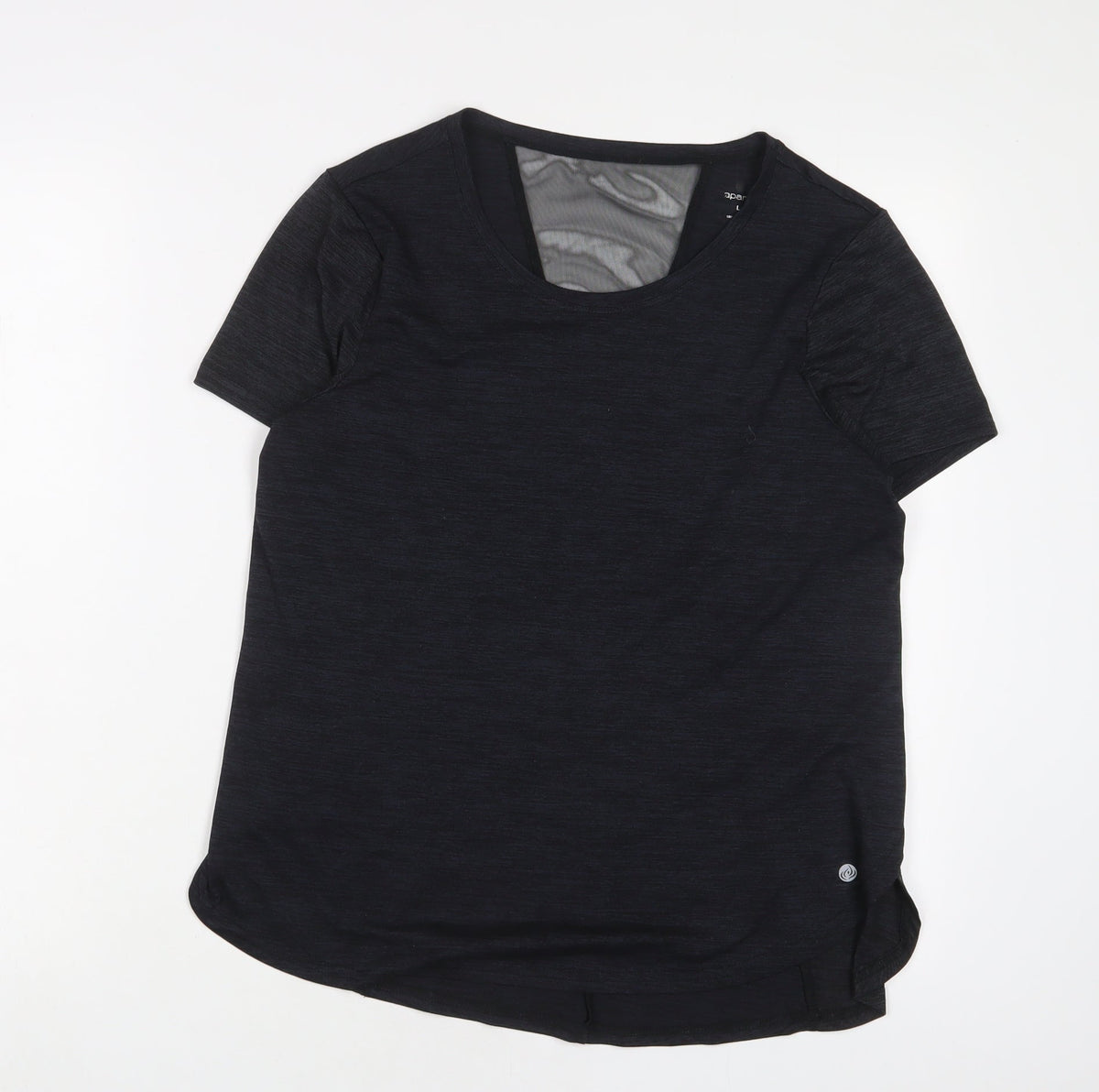 APANAGE Womens Grey Polyester Basic T-Shirt Size L Crew Neck Pullover