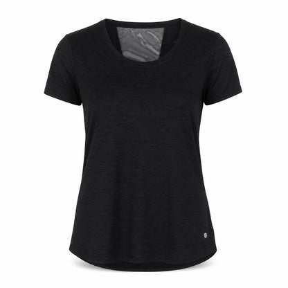 APANAGE Womens Grey Polyester Basic T-Shirt Size L Crew Neck Pullover