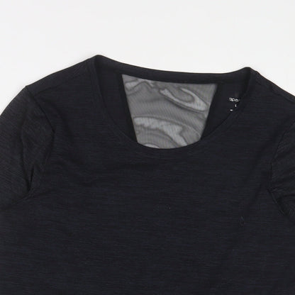 APANAGE Womens Grey Polyester Basic T-Shirt Size L Crew Neck Pullover