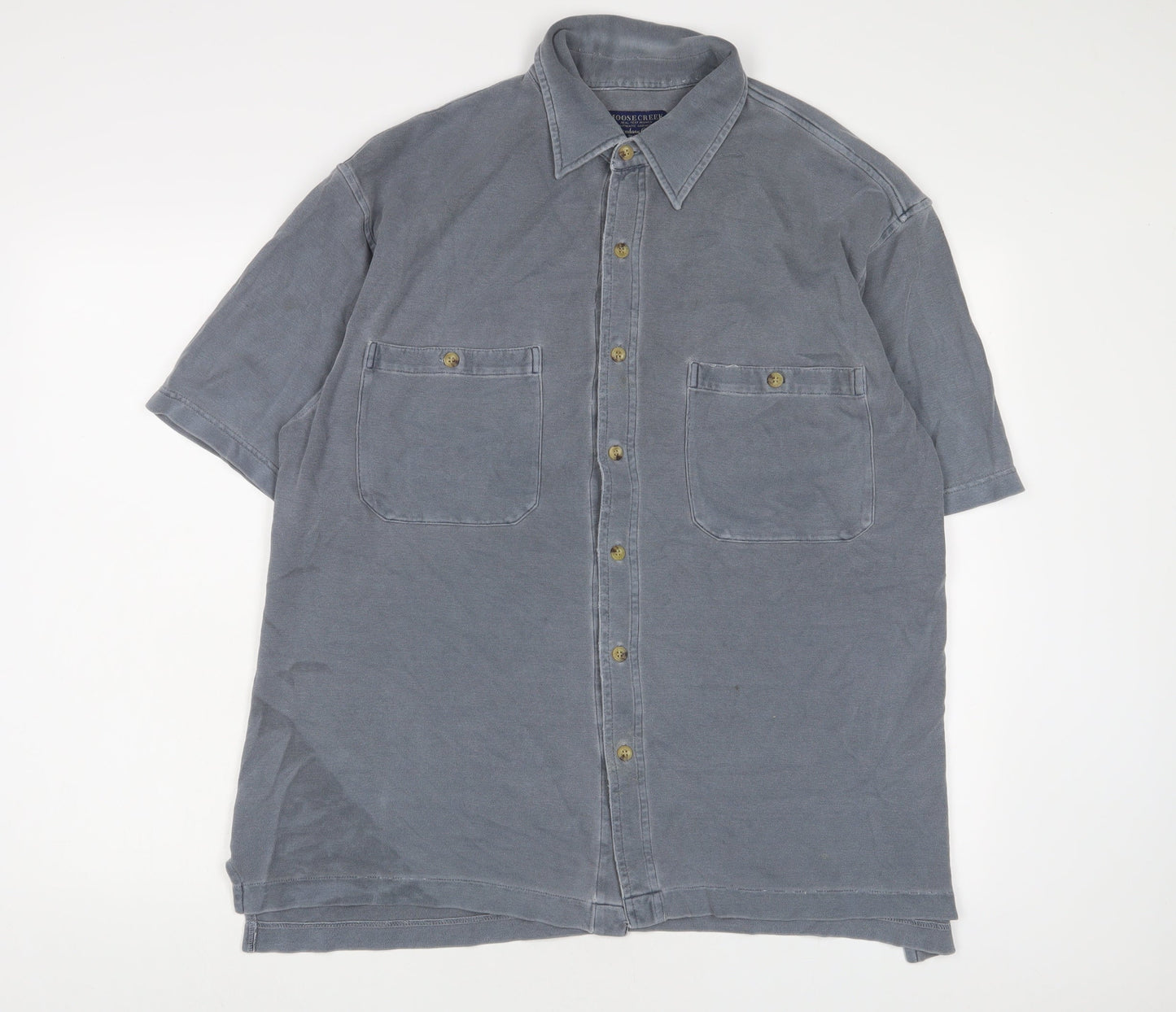 Moose Creek Mens Blue Cotton Button-Up Size M Collared Button