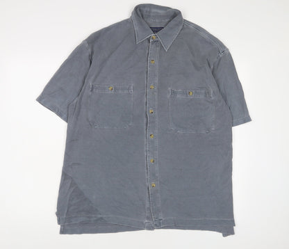 Moose Creek Mens Blue Cotton Button-Up Size M Collared Button