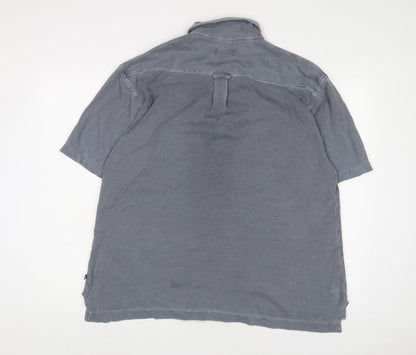 Moose Creek Mens Blue Cotton Button-Up Size M Collared Button