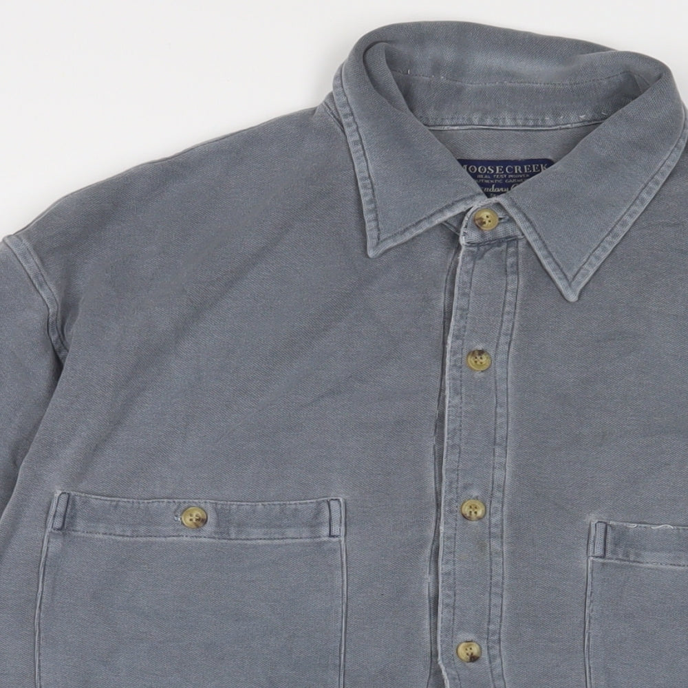 Moose Creek Mens Blue Cotton Button-Up Size M Collared Button