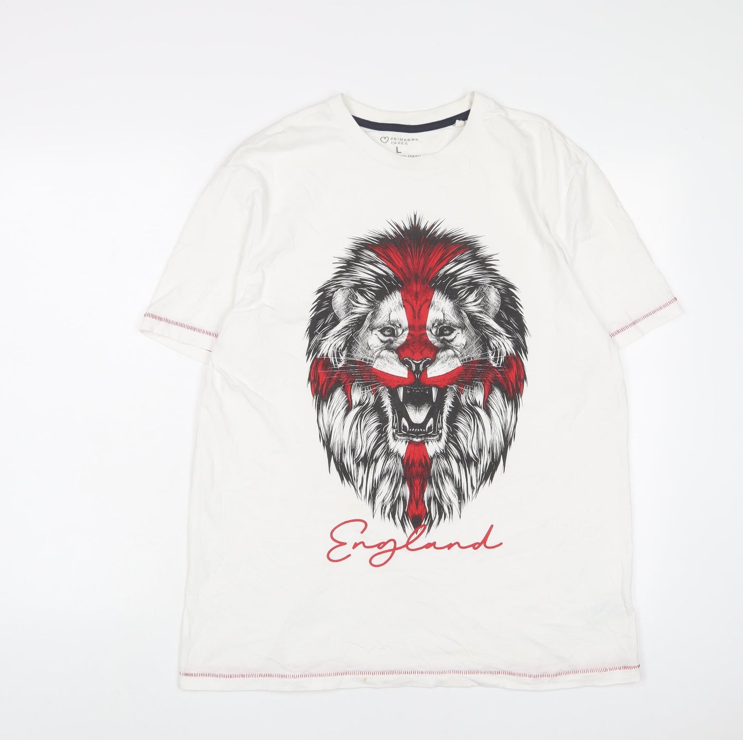Mens UK Size L England White  T-Shirt