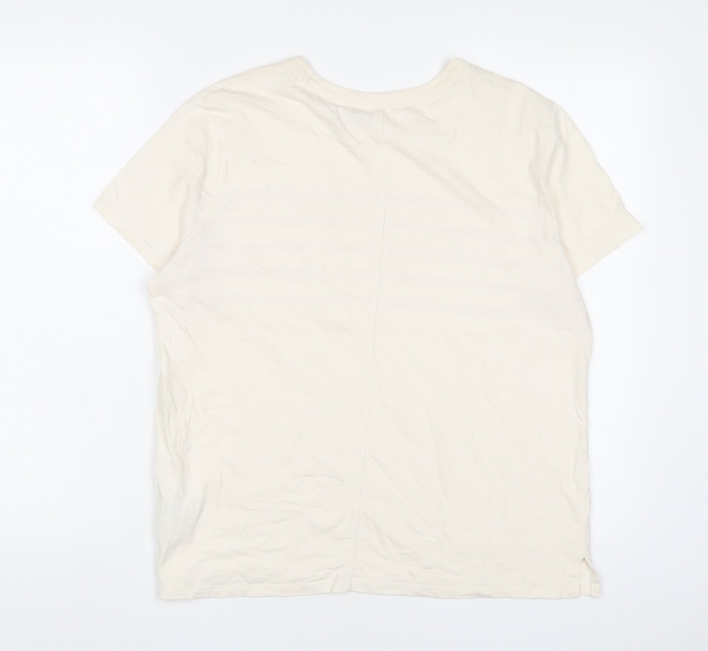 Old Navy Womens Beige Striped Cotton Basic T-Shirt Size M Crew Neck