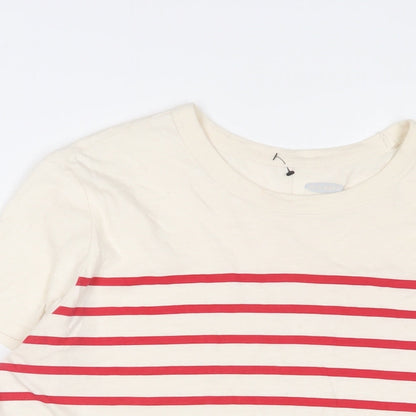 Old Navy Womens Beige Striped Cotton Basic T-Shirt Size M Crew Neck