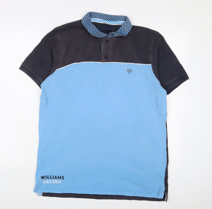 Crew Clothing Mens Blue Cotton Polo Size XL Collared Button - Embroidered