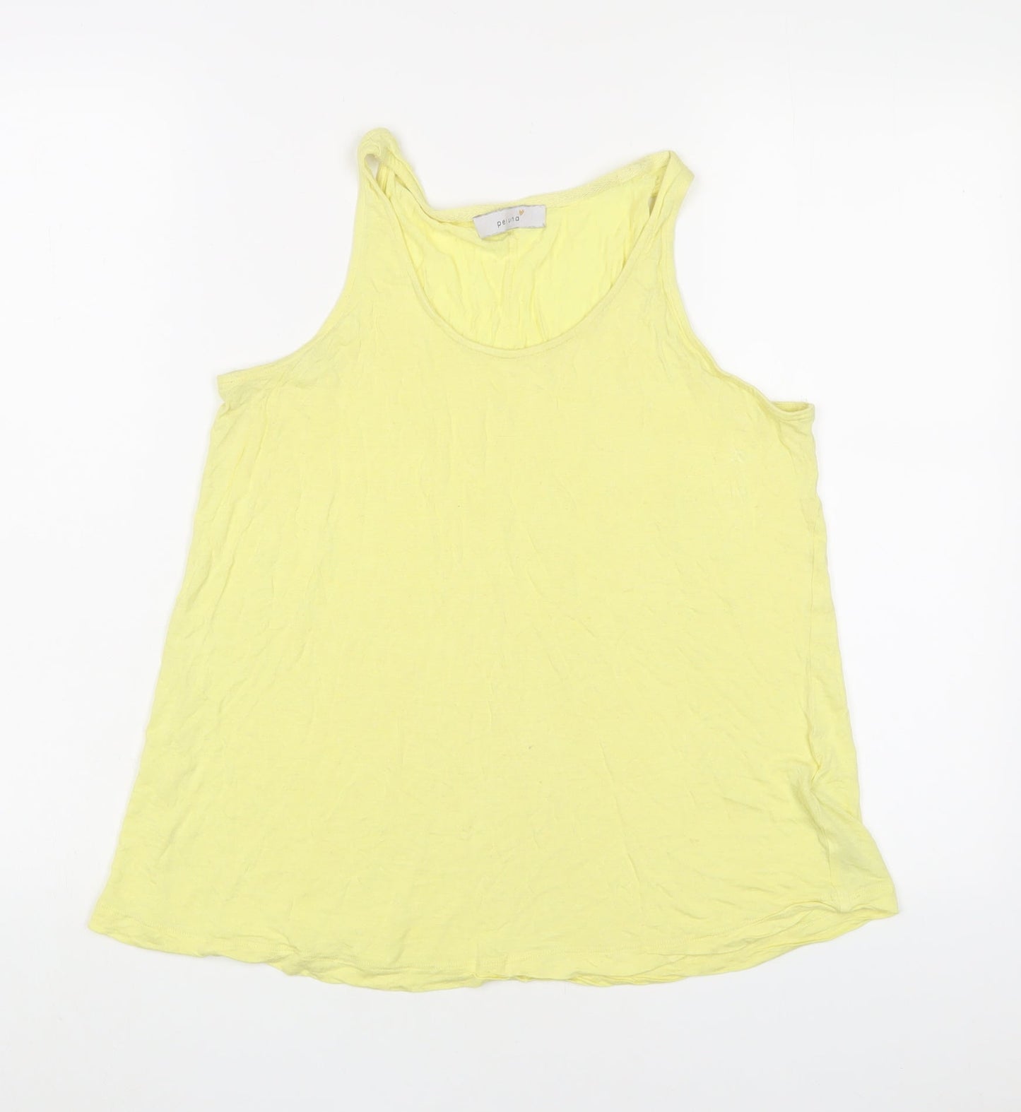 Womens UK Size 12 Per Una Yellow Basic Tank