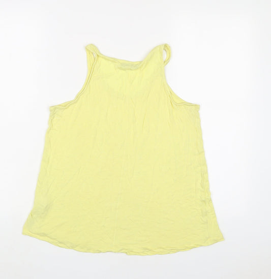 Womens UK Size 12 Per Una Yellow Basic Tank