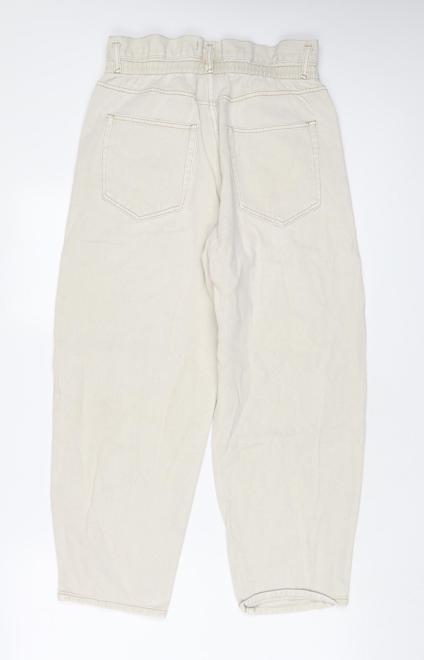 Pull&Bear Womens Beige Cotton Tapered Jeans Size L L20 in Regular Zip