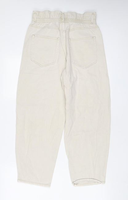 Pull&Bear Womens Beige Cotton Tapered Jeans Size L L20 in Regular Zip