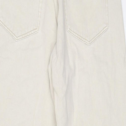 Pull&Bear Womens Beige Cotton Tapered Jeans Size L L20 in Regular Zip