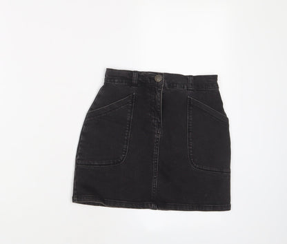 Nutmeg Girls Black Cotton A-Line Skirt Size 8-9 Years Regular Zip