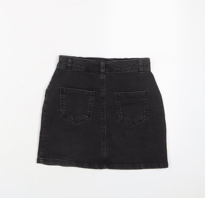 Nutmeg Girls Black Cotton A-Line Skirt Size 8-9 Years Regular Zip