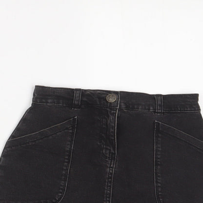 Nutmeg Girls Black Cotton A-Line Skirt Size 8-9 Years Regular Zip