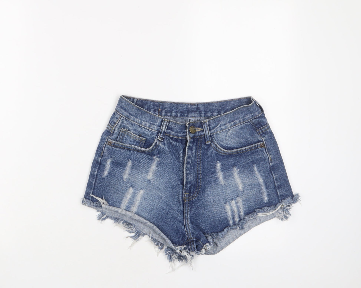 American Eagle Outfitters Womens Blue Cotton Basic Shorts Size 24 in Regular Zip