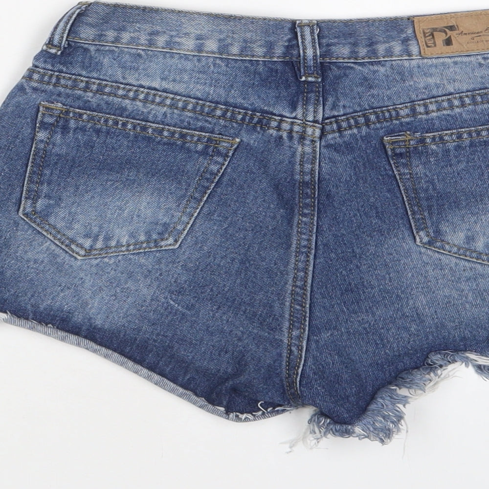 American Eagle Outfitters Womens Blue Cotton Basic Shorts Size 24 in Regular Zip