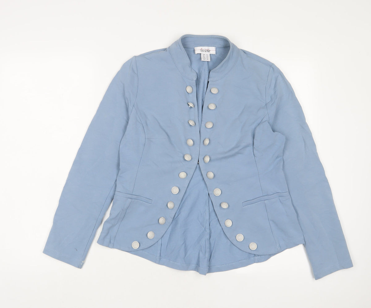 Tesini Womens Blue Jacket Size 16 Hook & Eye