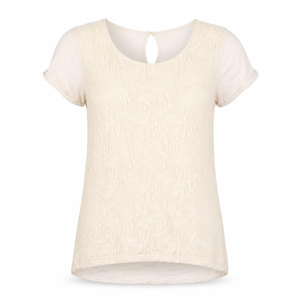 Womens UK Size 10 Warehouse Beige Basic T-Shirt