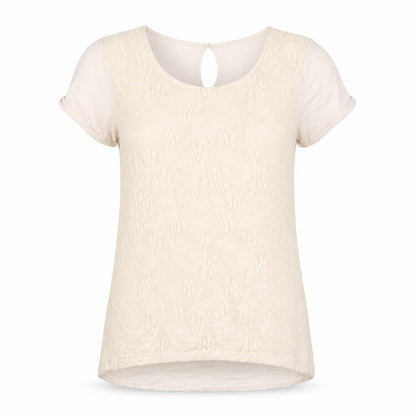 Womens UK Size 10 Warehouse Beige Basic T-Shirt