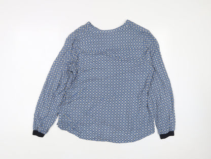 Part Two Womens Blue Geometric Viscose Basic Blouse Size 8 V-Neck