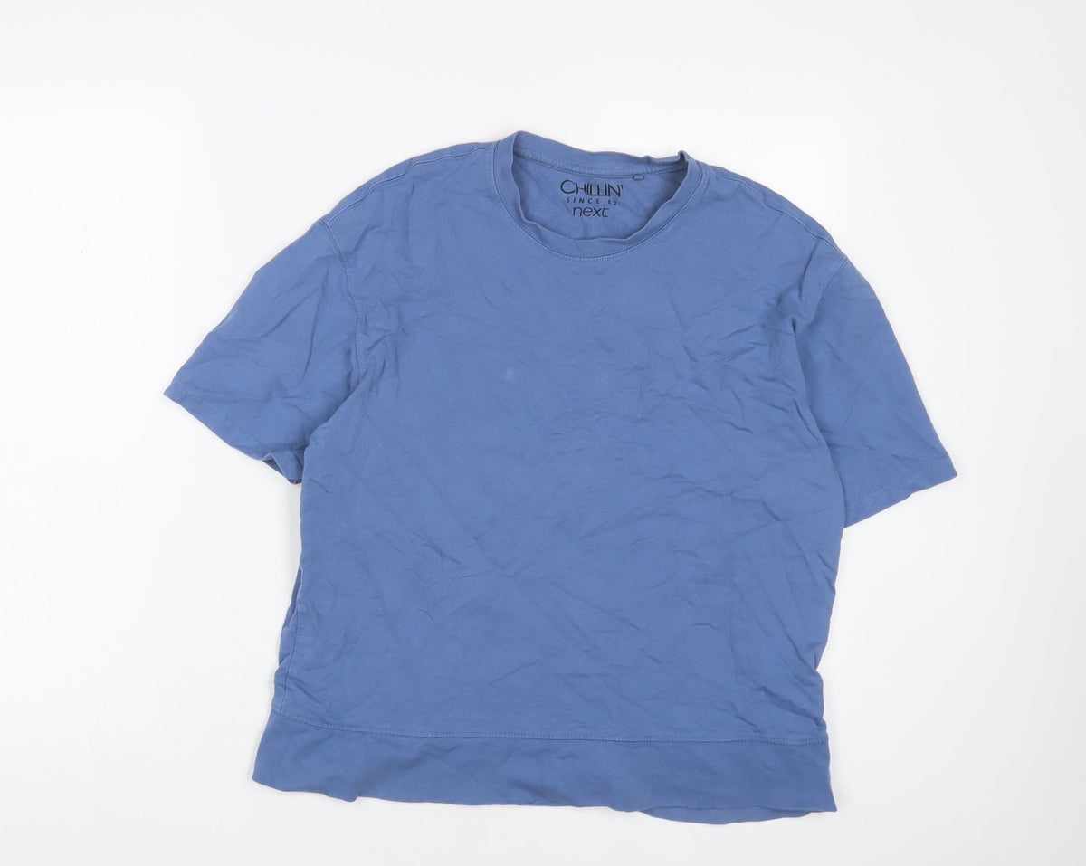 Next Boys Blue Cotton Basic T-Shirt Size 10 Years Crew Neck Pullover