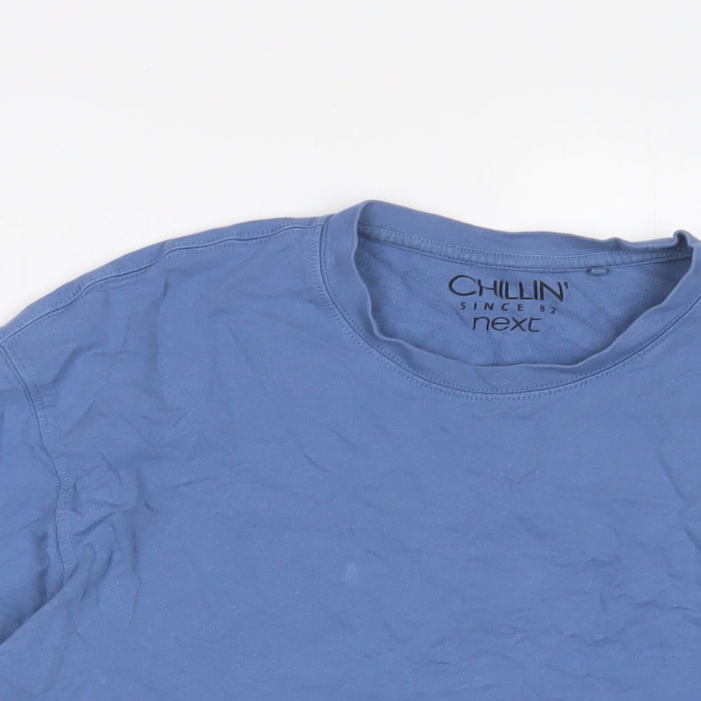 Next Boys Blue Cotton Basic T-Shirt Size 10 Years Crew Neck Pullover