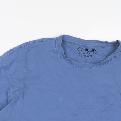 Next Boys Blue Cotton Basic T-Shirt Size 10 Years Crew Neck Pullover