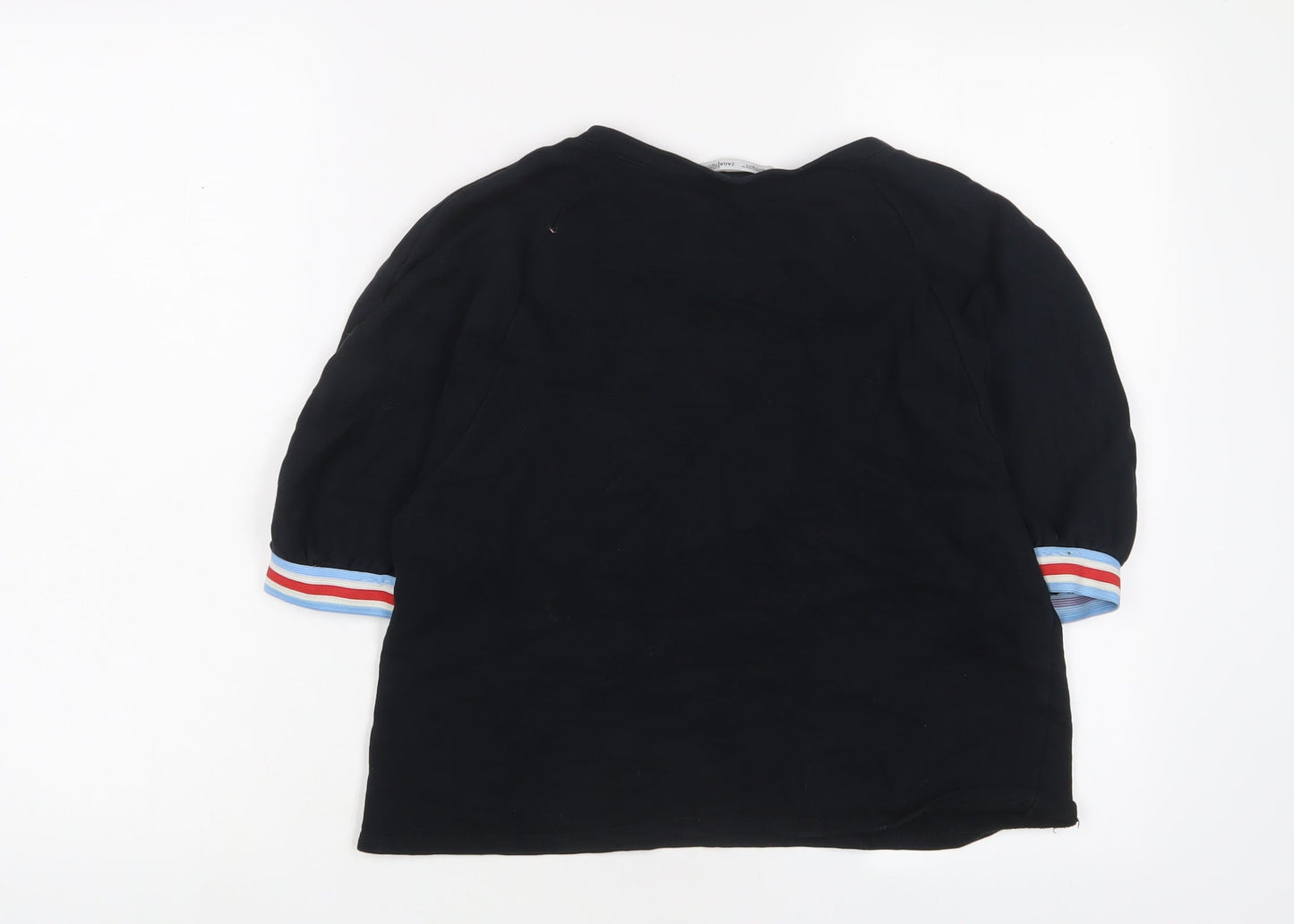 Womens UK Size S Zara Black Basic T-Shirt