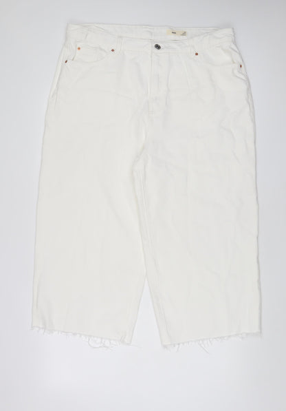 Womens UK Size 18 Marks and Spencer Regular Fit Wide-Leg White Jeans