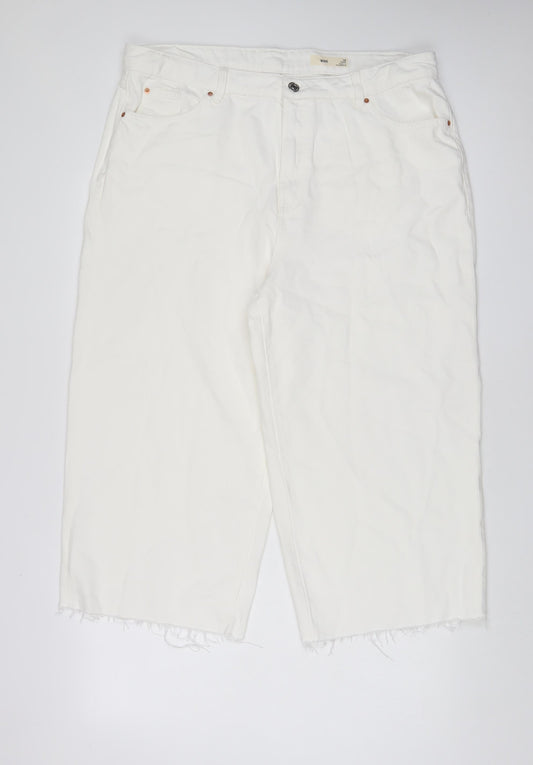 Womens UK Size 18 Marks and Spencer Regular Fit Wide-Leg White Jeans