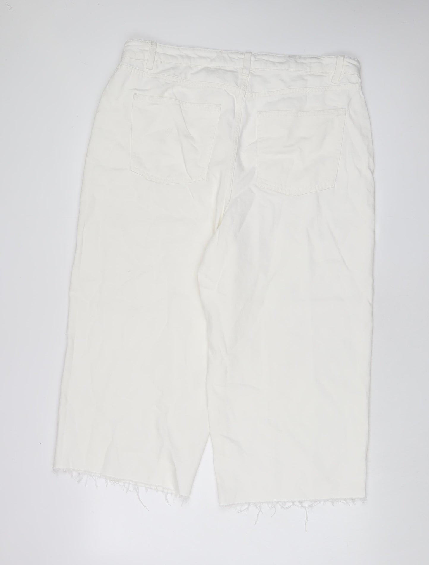 Womens UK Size 18 Marks and Spencer Regular Fit Wide-Leg White Jeans