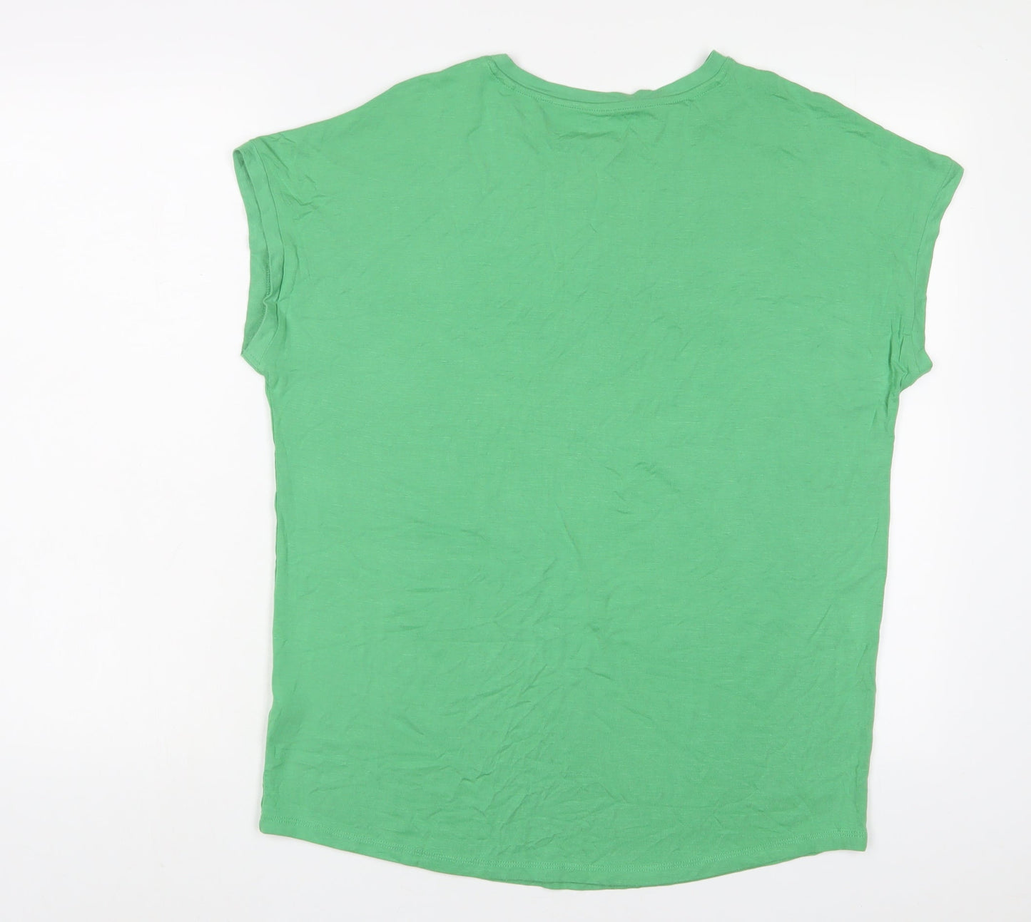 Los Angeles Womens Green Viscose Basic T-Shirt Size 14 Crew Neck