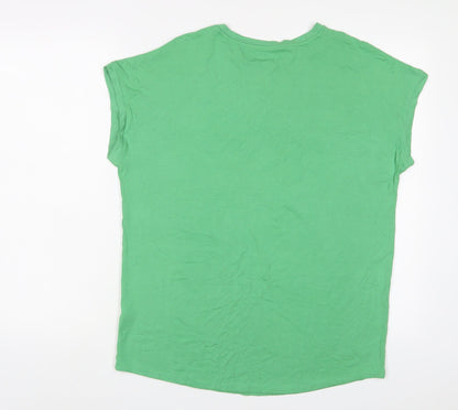 Los Angeles Womens Green Viscose Basic T-Shirt Size 14 Crew Neck