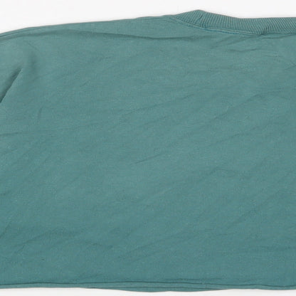 Earth Womens Blue Cotton Cropped T-Shirt Size L Crew Neck