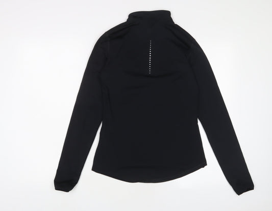 GOODMOVE Womens Black Polyester Basic Casual Size 6 High Neck Zip