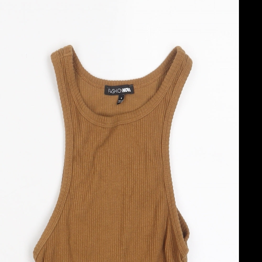 Womens UK Size S Fashion Nova Brown Cropped Tank