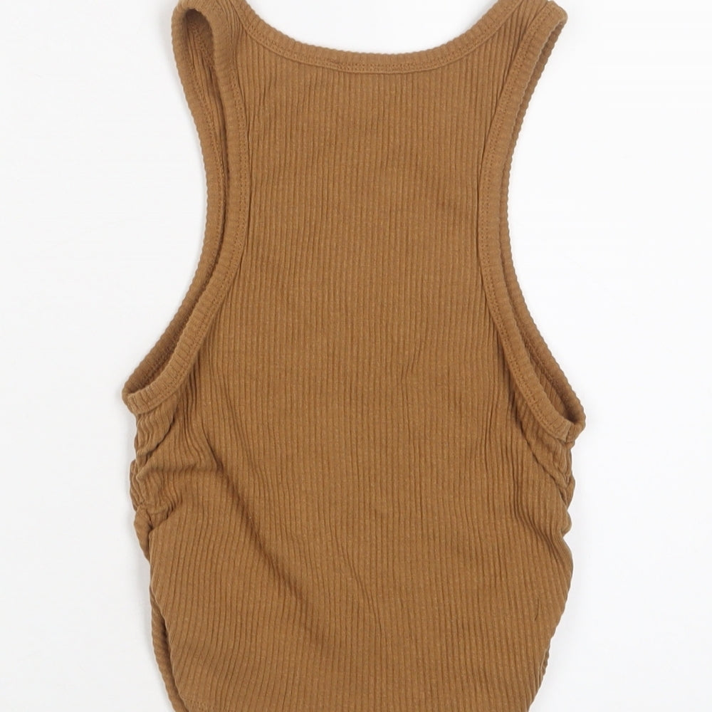 Womens UK Size S Fashion Nova Brown Cropped Tank