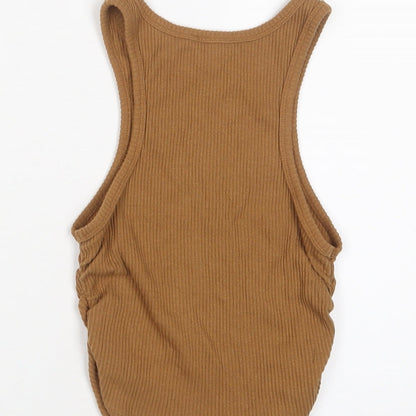 Womens UK Size S Fashion Nova Brown Cropped Tank