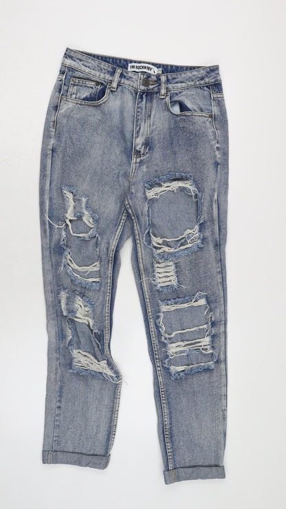 Womens UK Size 8 The Rockin Rev Regular Fit Straight Blue Jeans